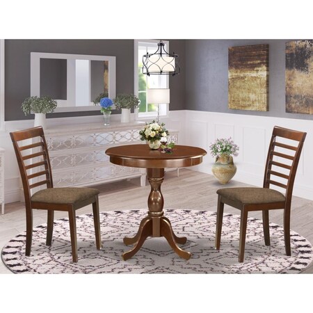 East West Furniture 3 Piece Eden Modern Kitchen Dining Room Set - Mahogany ESML3-MAH-C